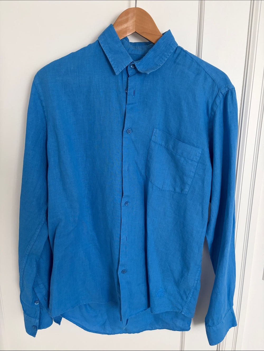 Vilebrequin Bright Blue Casual Button-Down Linen Shirt